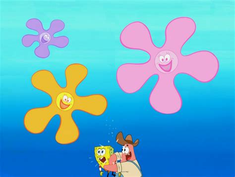 What are the flowers in the SpongeBob sky, and why do they taste like pineapple?